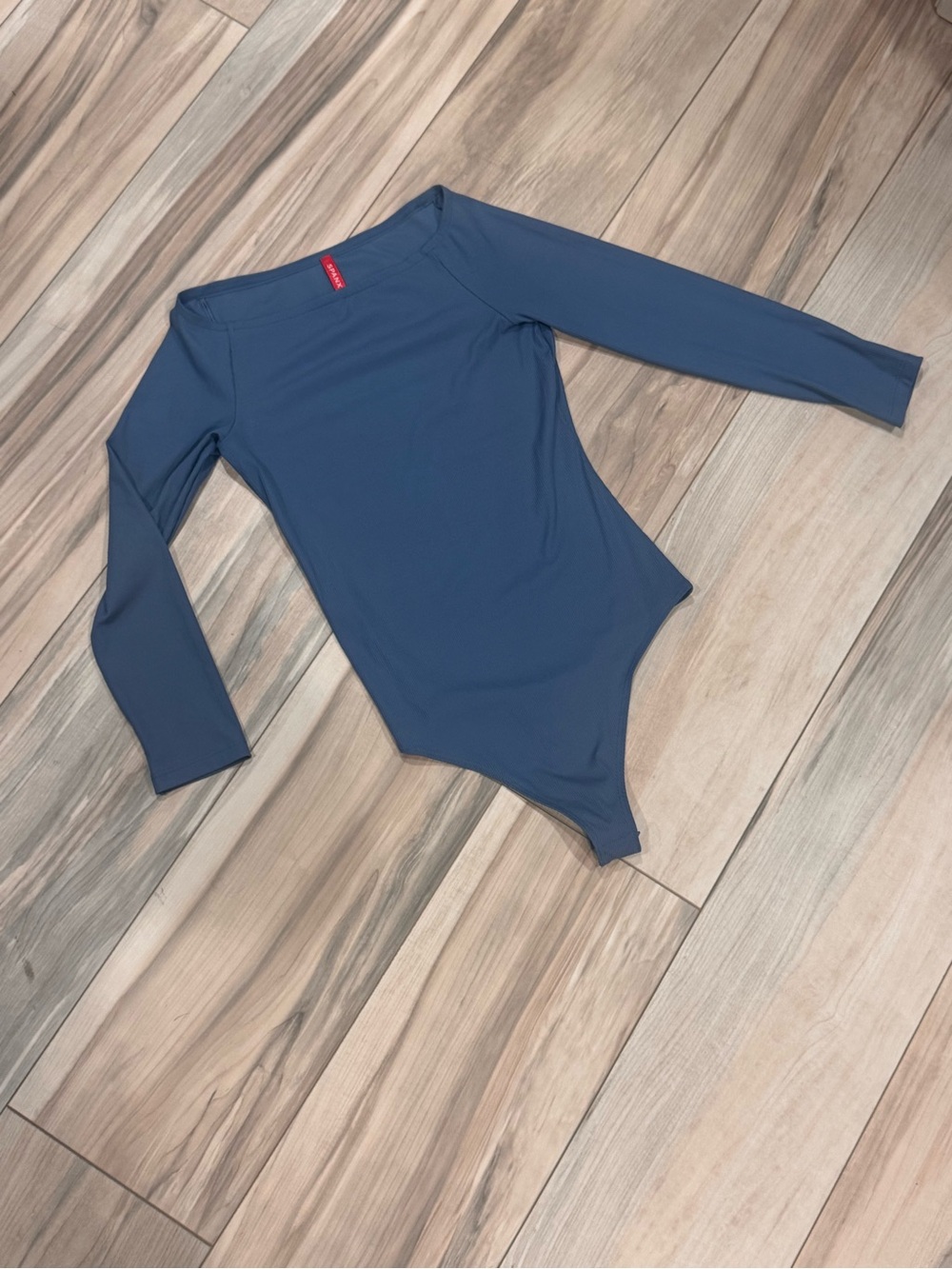 Women’s SPANX Shape wear Slate Blue Ribbed 3/4 Sleeve Bodysuit | XS